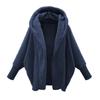 Women's Fashion Loose Retro Warm Solid Color Long Sleeve Hooded Loose Plush Fleece Jacket Women