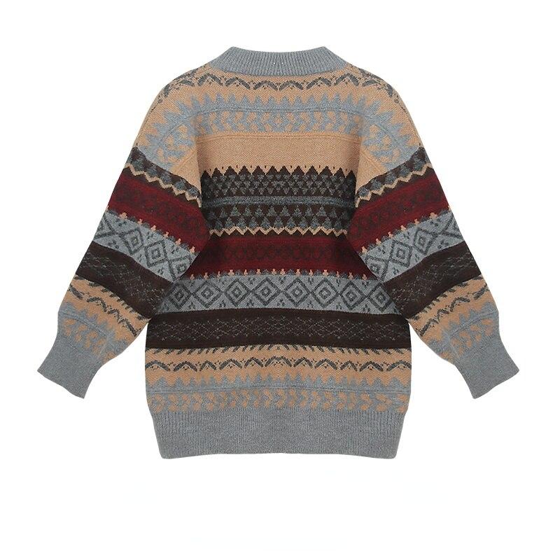 Новый зимний винтажный свитер, женские полосатые джемперы, верхняя одежда в корейском женском стиле, свободный пуловер с длинными рукавами, трикотаж, повседневные топы