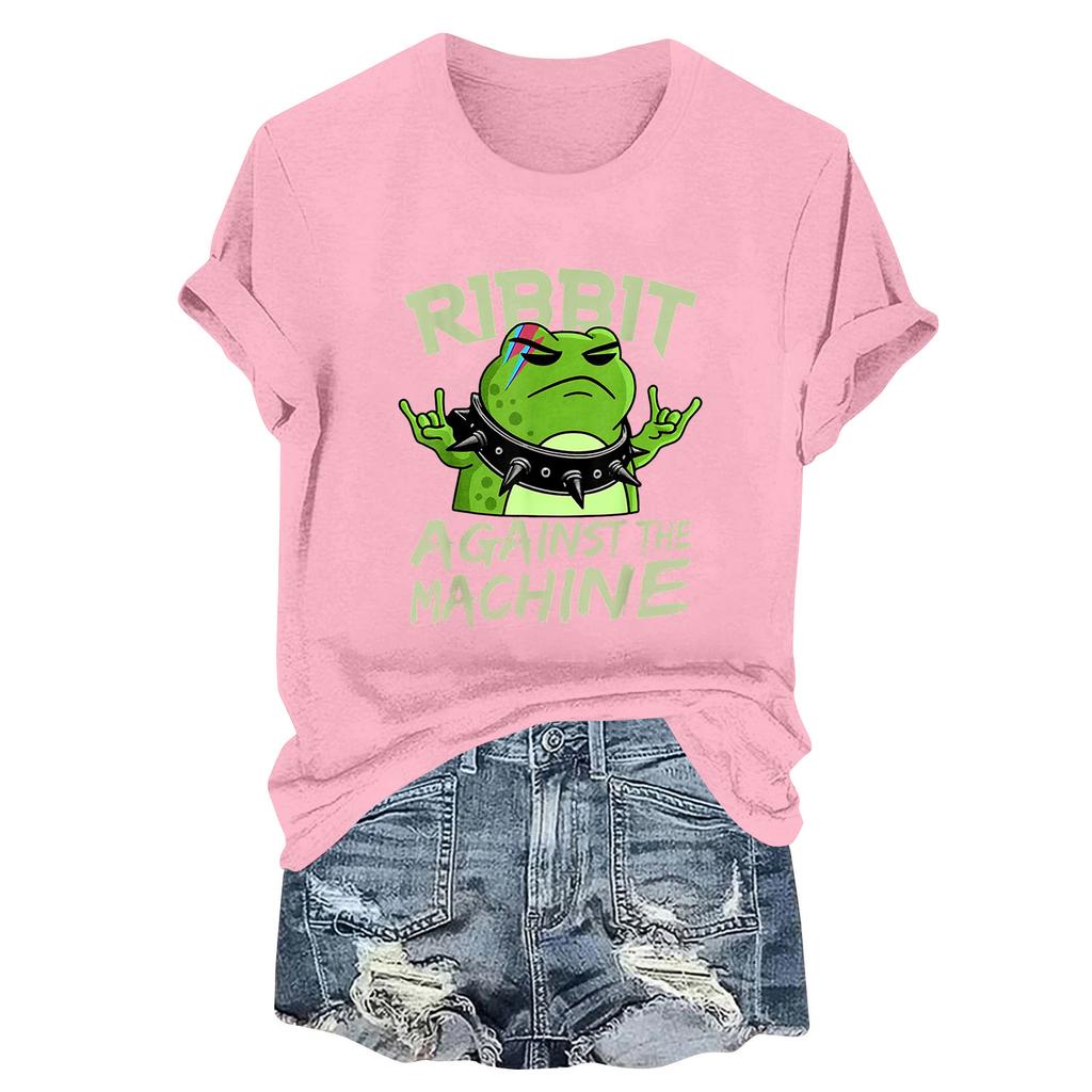 Женская модная повседневная футболка-пуловер с принтом, круглым вырезом и короткими рукавами