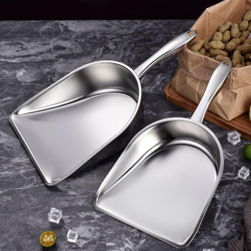 Large Capacity Flour Scoop Wide Opening Food Shovel Stainless Steel Ice Cube Shovel Popcorn