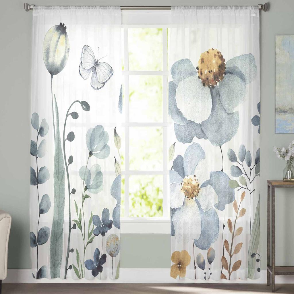Летние цветы и растения тюлевые оконные шторы для спальни роскошный домашний декор шторы в гостиной шифоновые панели