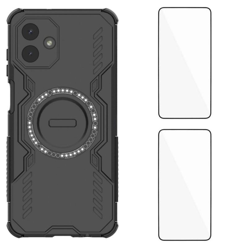 Для Samsung Galaxy A07 4G Магнитный чехол WANLONFENG DJ Series PC TPU Чехол для телефона с 2 шт. Защитная пленка из закаленного стекла