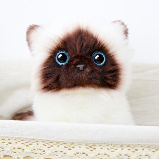 Милая плюшевая игрушка сиамский кот, мягкое чучело животного, синие пайетки