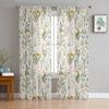 Vintage Herbaceous Floral Texture Sheer Curtains For Living Room Bedroom Kids Room Tulle Window Treatment Drapes