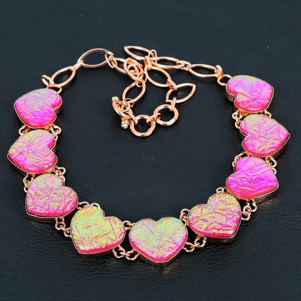 Pink Triplet Opal Necklace,  999 Copper Wire Wrapped Gemstone Jewelry, Handmade Necklace, For Thanksgiving