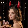 Masquerade Masque for Women Devil Horns Headband Pitchfork Lace Eye Set, Halloween Horn Red Demon Costume Accessories Adults, Balls, Carnivals