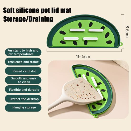 Держатель для крышки кастрюли в форме арбуза Помощник для кухонной столешницы Термостойкая силиконовая подставка-подставка Изоляционная крышка для слива кастрюли Нескользящая подкладка для разделочной доски