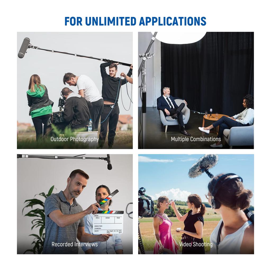 NEEWER Upgraded Microphone Boom Telescopic Carbon Fiber Microphone Boom Arm with 5 and Screw Cable Shoulder and Storage Bag Pole, 9.8ft/300cm