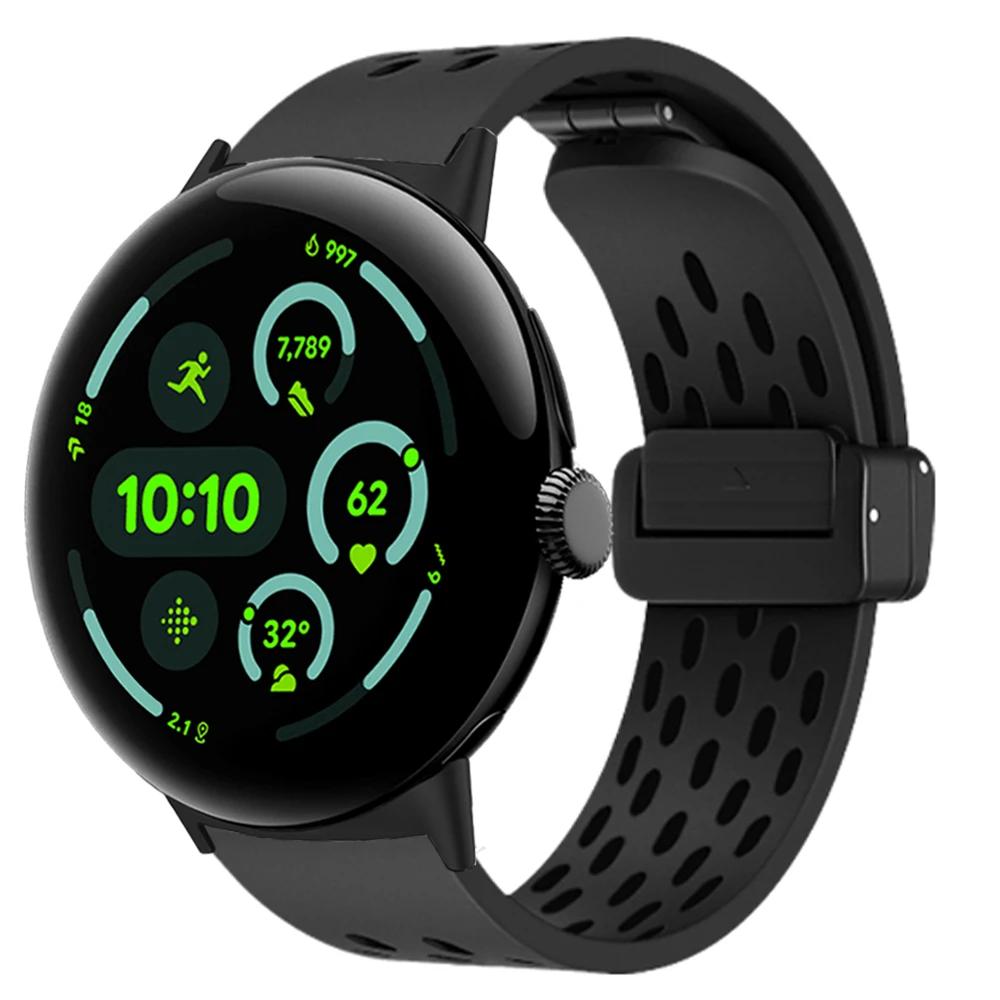 Дышащий силиконовый ремешок для Google Pixel Watch 3 45 мм Магнитный браслет для Pixel Watch 3 41 мм Заменяемые аксессуары для браслета