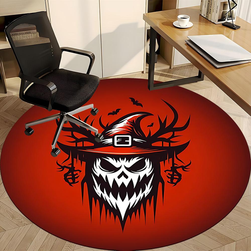 1pc Halloween Spooky Office Round Area Rug, Under Office Chairs Bedroom Living Room Home Decor, Room Deco, Available in Various Sizes