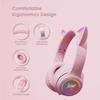 B90 Bluetooth кошачьи наушники, беспроводной и проводной режим складная гарнитура с микрофоном, RGB светодиодная подсветка, для девочек школьные игровые мобильные телефоны ПК планшет