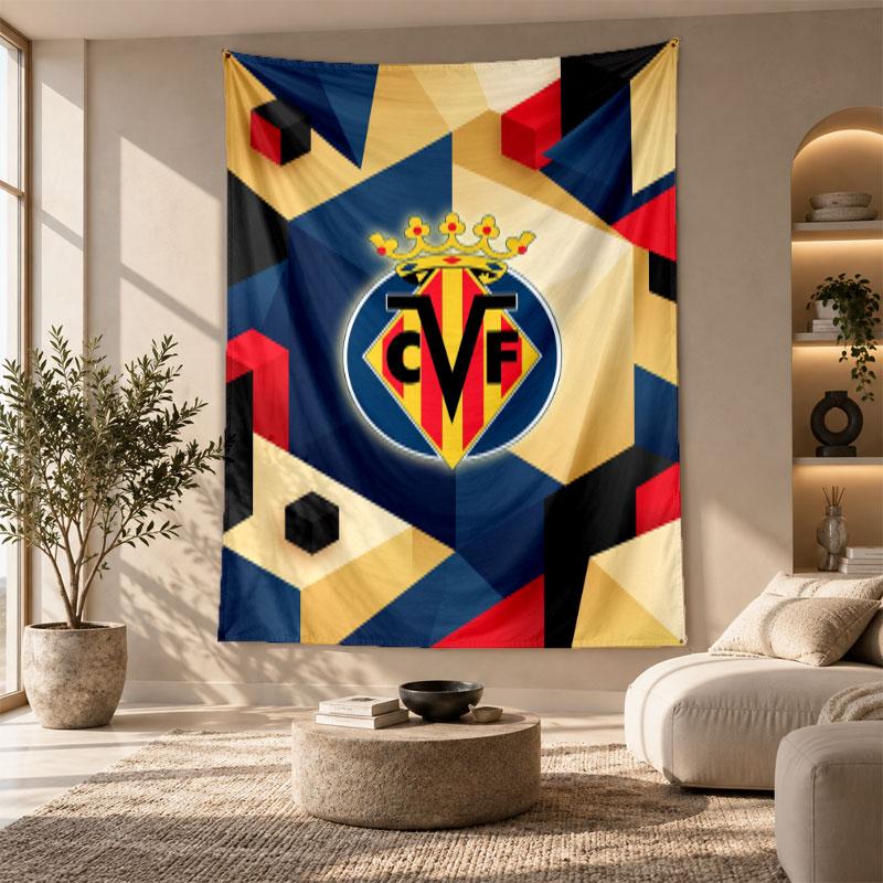 Decorative Tapestry,Villarreal FC Printed Wall Art, Lightweight Wall Hanging For Bedroom Background