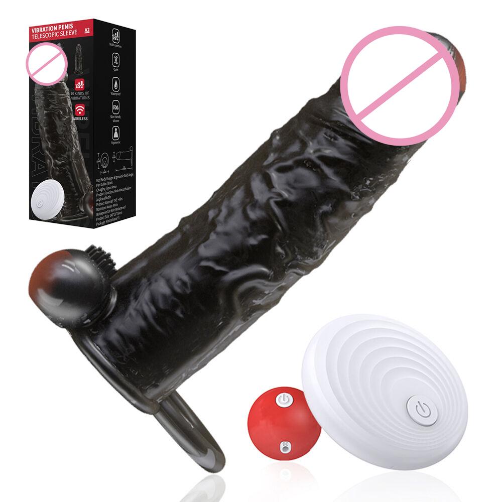 Вибрирующие презервативы для увеличения для мужчин, многоразовые презервативы, фаллоимитатор, вибратор, кольцо на пенис, рукав для взрослых, секс-шоп, секс-игрушки для пар