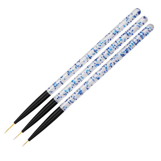 3Pcs Nail Art Liner Brushes Non-deformation Non-corroding Nail Supplies UV Gel Painting Acrylic Liner Brushes for Salon