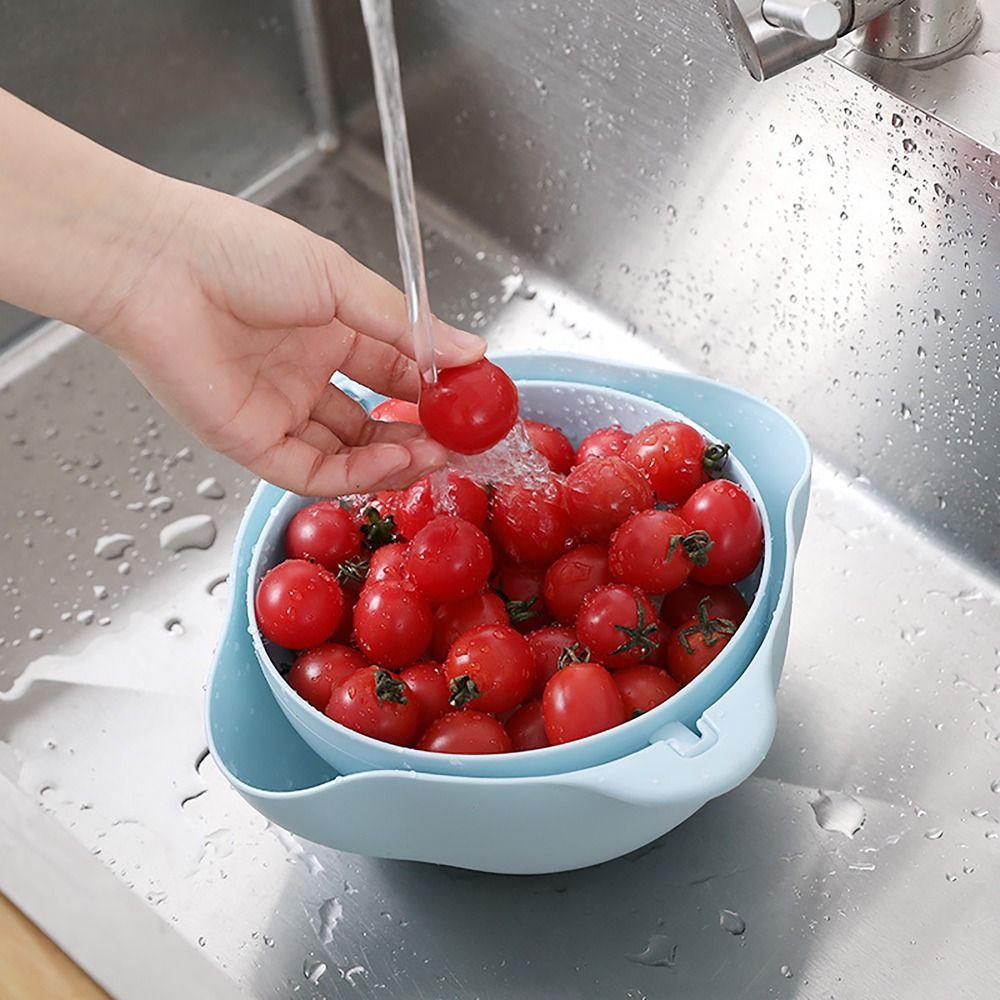 Kitchen Gadgets Rice Washing Bowl Double Layer Sink Rotatable Drainer  Kitchen Home