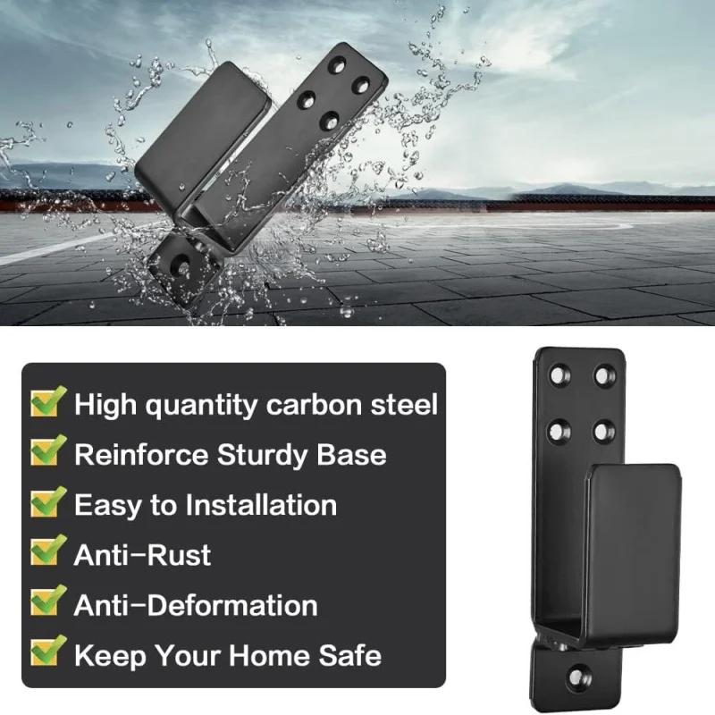 2PCS Heavy Duty Black Carbon Steel Door Barricade Brackets,U-Shaped Security Bar Holders for Wood,Home,Garage,Barn & Shed Safety