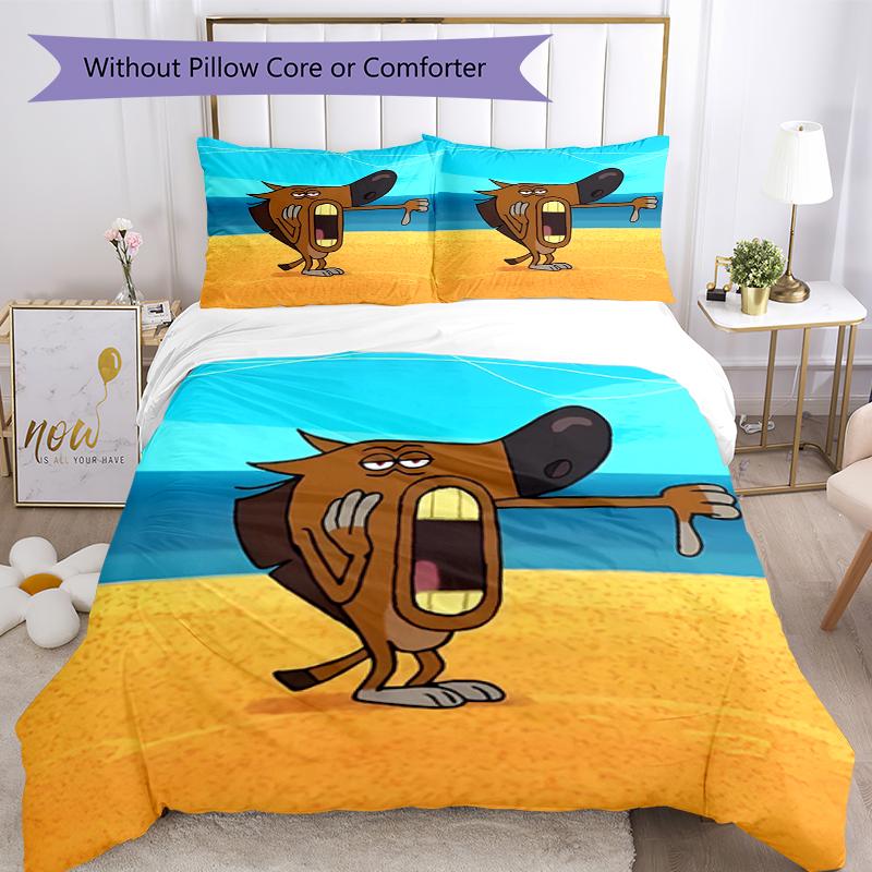 3pcs Zig & Sharko Bedding Set Duvet Cover Closure Includes 1 Duvet Cover & 2 Pillowcases, Soft and Comfortable for All Seasons.