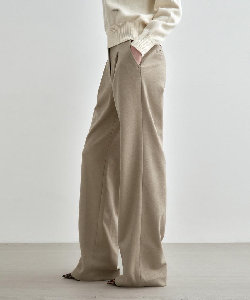 MONGDOL Winter Ver) One-Pleat Wide Slacks Beige Mdpt025Fwbeige