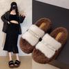 Cotton Mop Fluffy Slippers Women Go Out Fluffy Drill To Keep Warm Outside Wear Bright Autumn and Winter Thick-soled Fluffy Shoes 2025 New Models