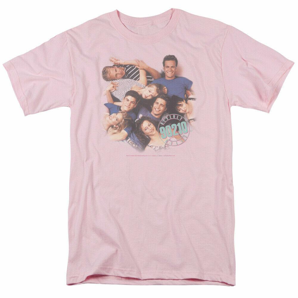 Beverly Hills 90210 Gang In Logo T Shirt Mens Licensed Classic Merch Light Pink