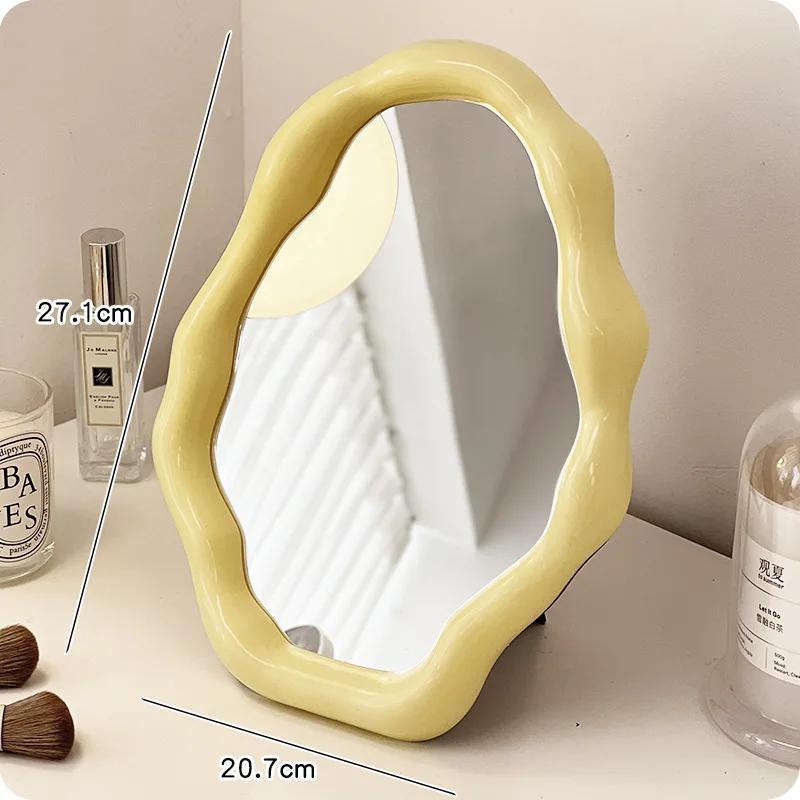 Cloud Shape Makeup Mirror Irregular Cosmetic Desk Mirror with Bracket Vanity Decor Student Dormitory Bedroom Desktop Mirrors