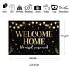 Welcome Home Photography Backdrop Black Gold String Lights Star Streamers Family Reunion Party Decor Photo Banner