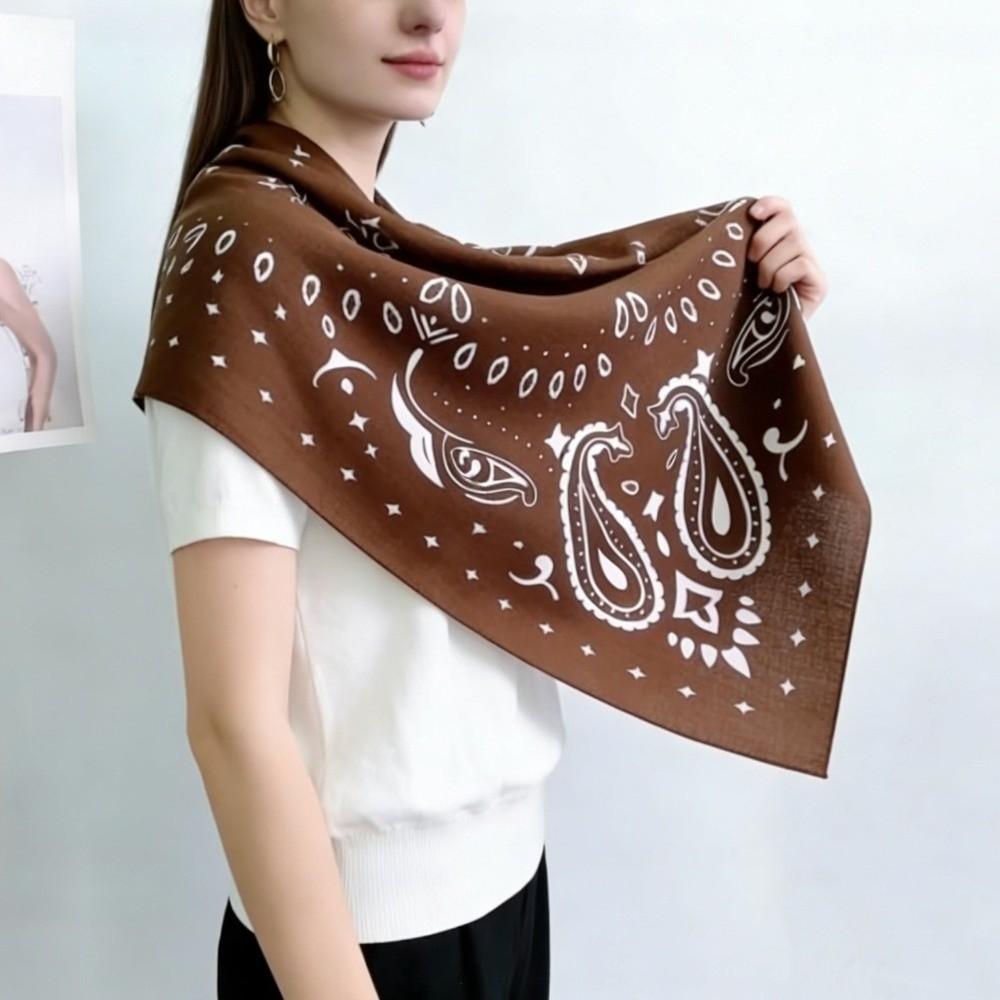 Korean Style Cashew Nut Print Silk Scarf Breathable Square Handkerchief Simple Square Scarf Summer
