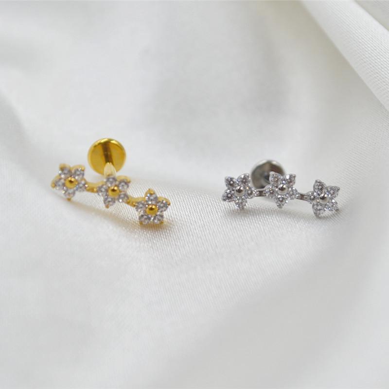 Титановый G23 Циркониевый Цветок Лабрет и Трагус