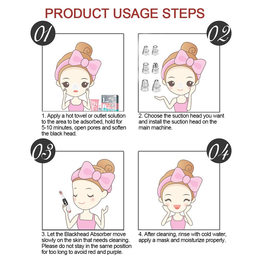 Electric LCD Blackhead Remover Vacuum Suction Acne Pore Cleaner Skin Facial Clean Care Machine With 6 Suction Heads