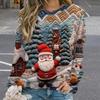 Christmas Women Sweatshirt Designer Round Neck Long Sleeve Loose Casual Santa Claus Cute Cartoon Fun Pattern Printed Tops