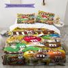M&M's Custom Name Pattern Bedding,Quilt Set Quilt Cover Pillowcase Home Birthday Gift(1 * duvet cover + 2 * pillowcase, without core)
