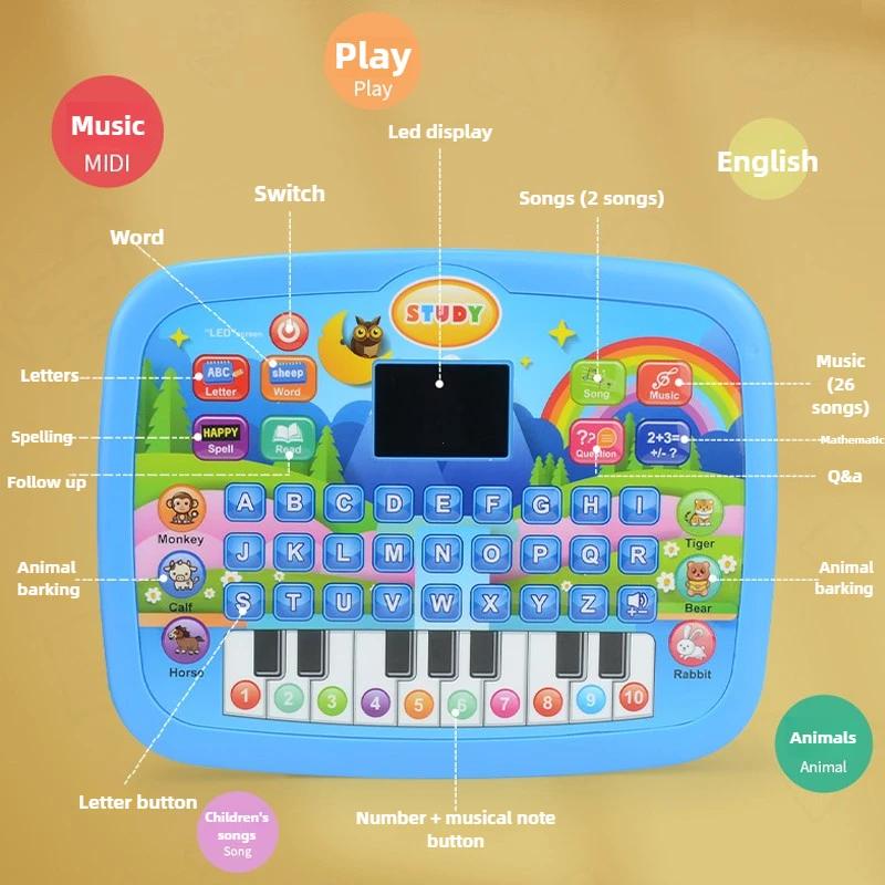 Детский развивающий планшет, для детей от 3 лет, обучение грамоте, математике, музыке, также можно использовать как электронную клавиатуру, подарок на день рождения, Рождество