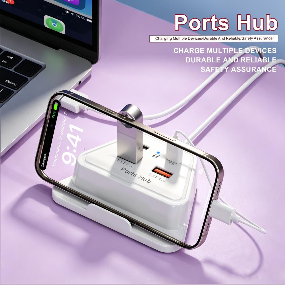 4 Ports Type C Charger Power Socket Fast Charging Phone Charger Adapter for IPhone Samsung Xiaomi USB Quick Charge Wall Charger