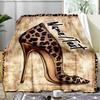 1PC Custom Name Leopard Print High Heel Fashion Outdooor Flannel Blankets Throw Blanket All-Season Throw Gift Bedspread for Couch, Bed, Camping Holida