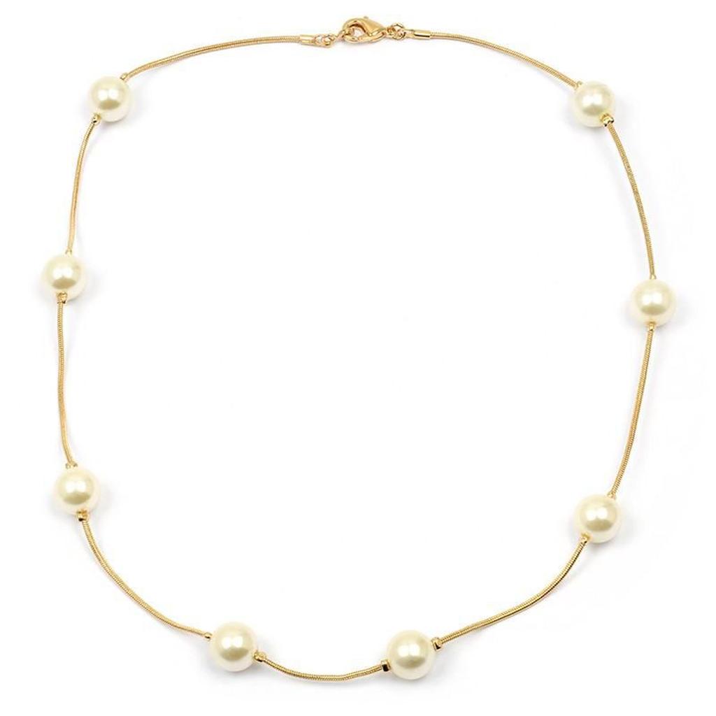 Les Trésors De Lily [L4343] - Gold Plated Necklace 'Perla' Ivory Gold - 45 Cm 10 Mm