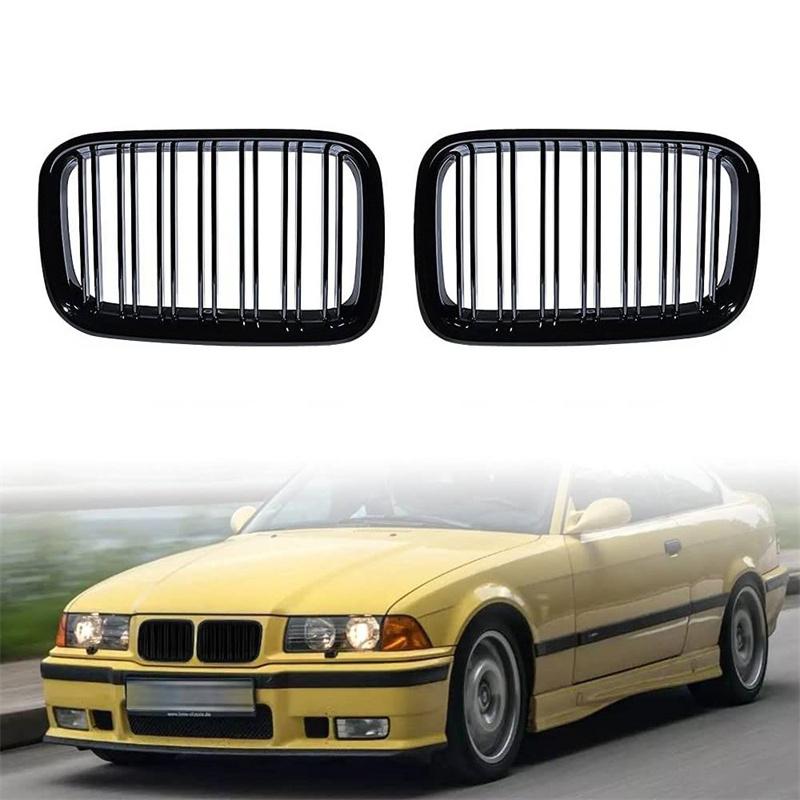 Front Kidney Grille Black Dual Slat Racing Grilles Fit For Bmw 3 Series E36 1992 1993 1994 1995 1996 51138122237 51138122238