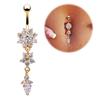 Snow Flower Cubic Zirconia Bar Belly Button Navel Ring Plated Body Piercing