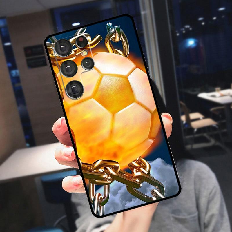 Чехол для телефона Samsung Galaxy с рисунком Огненный Футбольный Мяч Для Samsung Galaxy S25 S24 S21 S22 S23 Ultra S9 S10 Plus S24 FE S21 FE