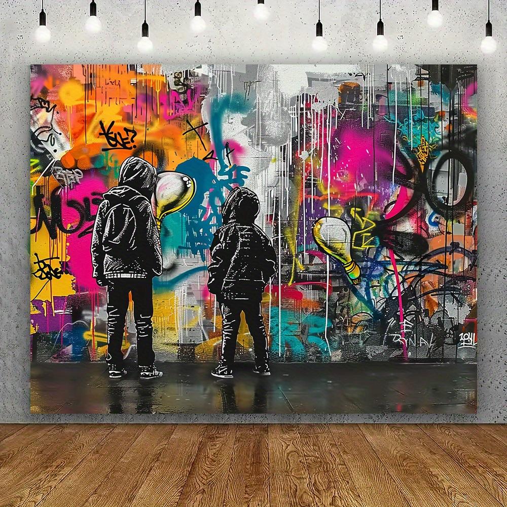 2D plane, 1 piece of urban graffiti mural background, suitable for rooms and gardens, universal for holiday decorations