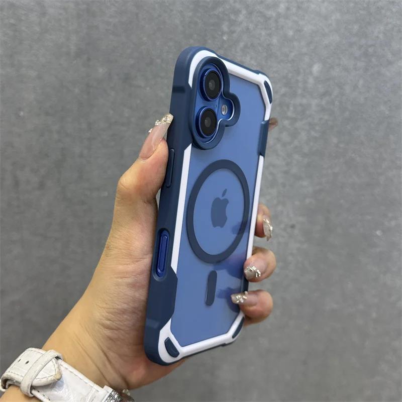 Яркий Цвет Магнитный Для Magesafe Беспроводной Зарядки Чехол Для iPhone 17 Pro 16 13 14 12 15Pro Max Прозрачный Ударопрочный Бампер Чехол