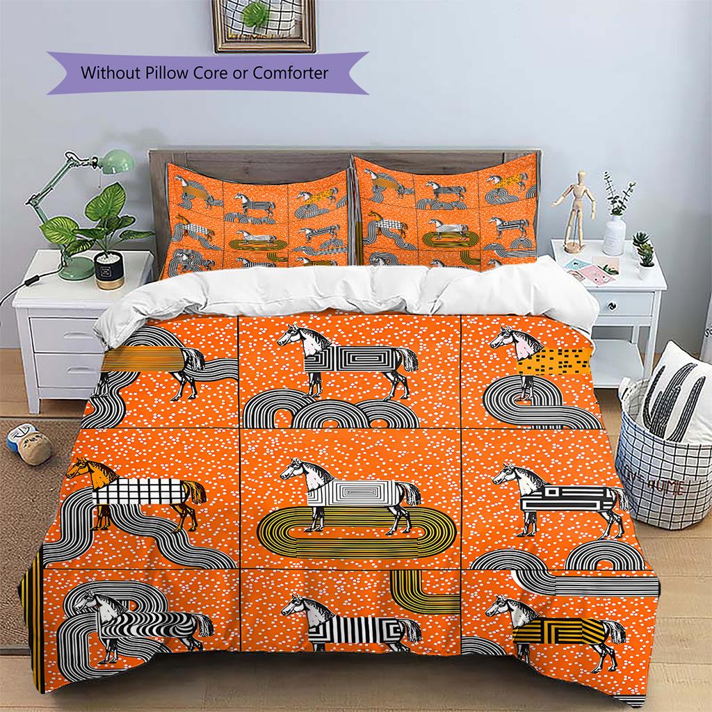 Узор с изображением лошади Комплект постельного белья Одеяло Пододеяльник Наволочка Домашний Декор Подарок (1 пододеяльник + 2 наволочки, без наполнителя)