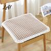 Thin Cushion for Student Chair Cotton Linen Pad Striped Plaid Dining Mat with Lace Trim Pastoral Style Breathable Seat Pad Ties Office Barstool