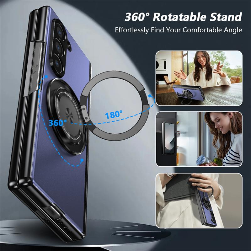 Матовый однотонный чехол для телефона Samsung Galaxy Z Fold 6 5 4 3 Hard Shell Защитная противоударная защитная пленка с держателем