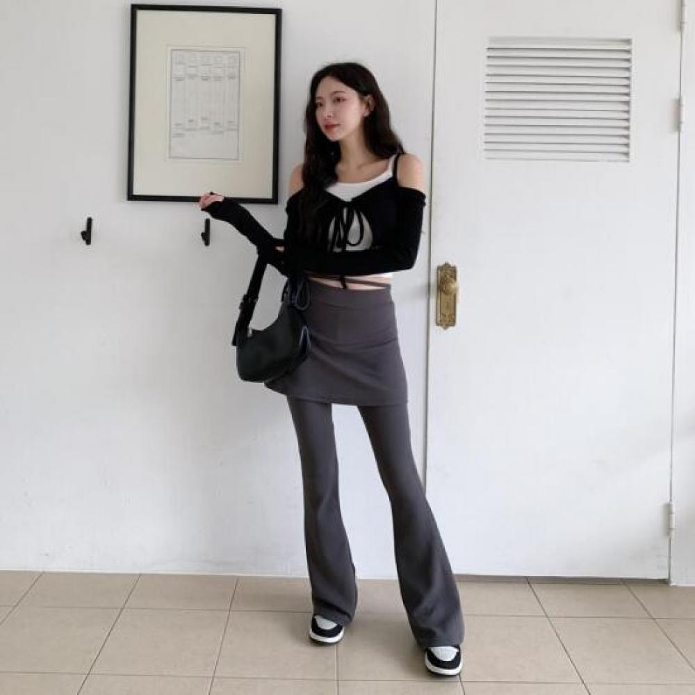 New Arrivals Open Run Women Bootcut Waist Strap Culottes Skirt