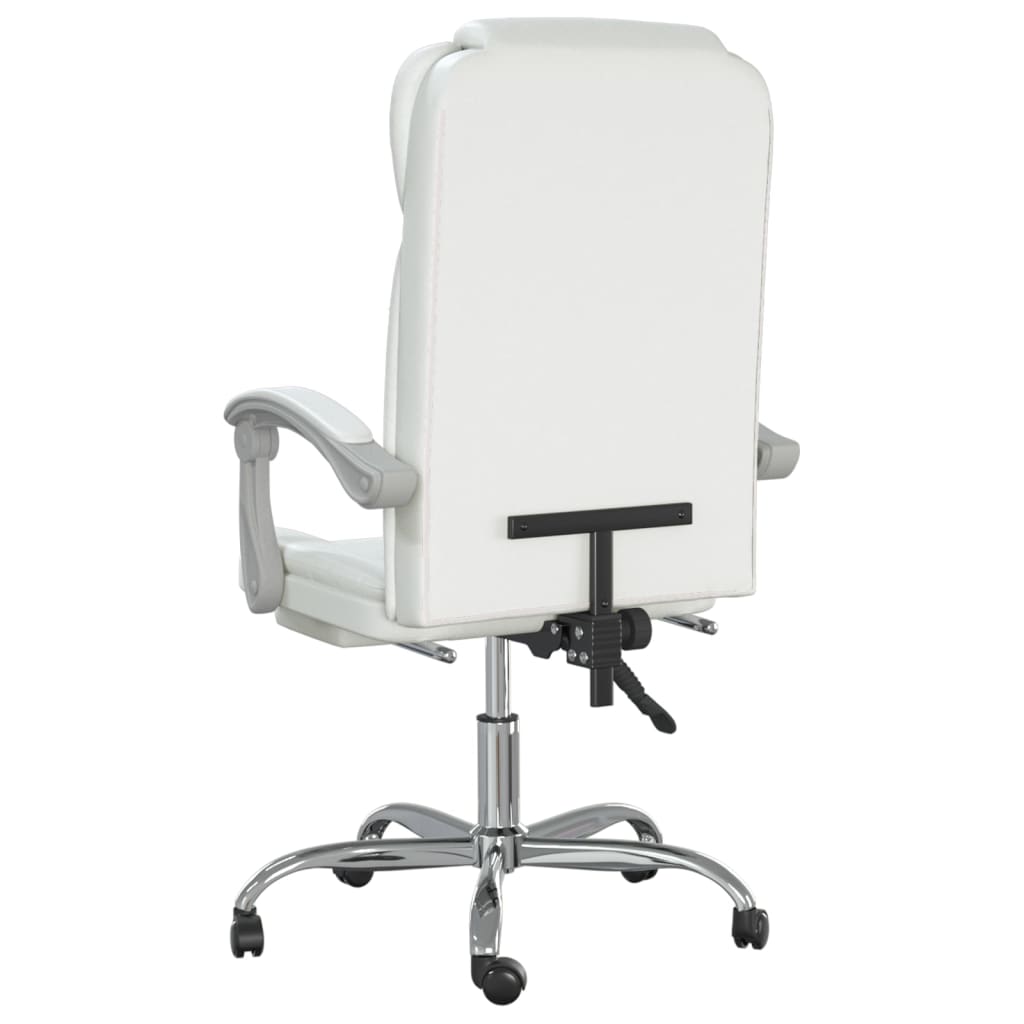 Office Chair with Reclining Function White Faux Leather