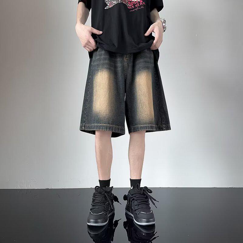 Мужские летние ретро-шорты из денима для работы - свободный крой, повседневная уличная мода