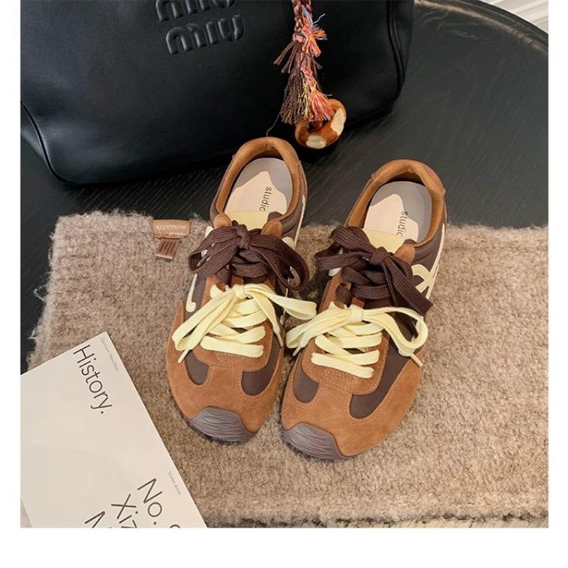 Retro Color Blocked Women's Shoes Versatile Casual Running Sports Shoes