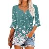 3/4 рукава топы для женщин повседневные оборки V-образный вырез футболки рабочие блузки нарядные туники топы