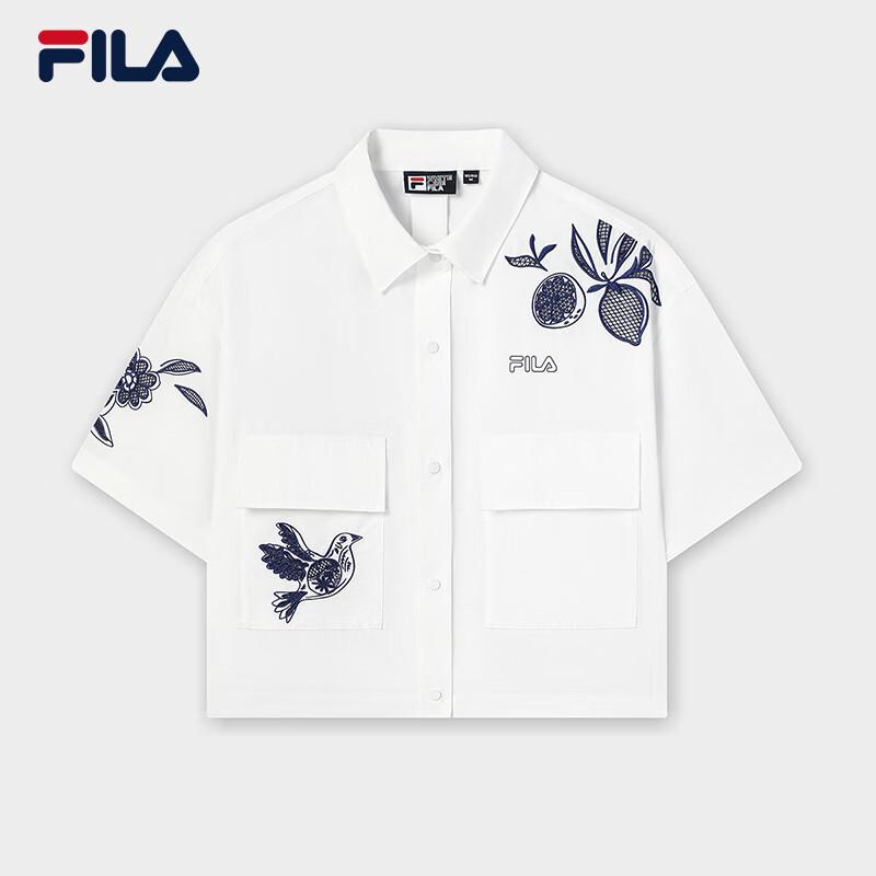 Fila Женская свободная рубашка с вышивкой и коротким рукавом