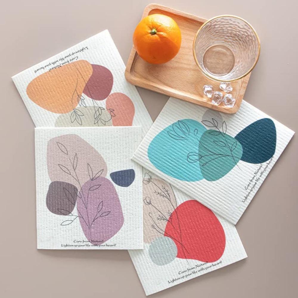 Цветная целлюлозная губчатая ткань многоразовые ультраабсорбирующие полотенца для посуды кухонные полотенца